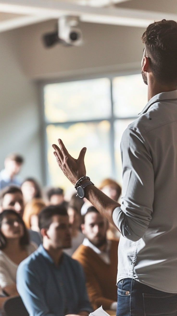 A speaker presenting to a group